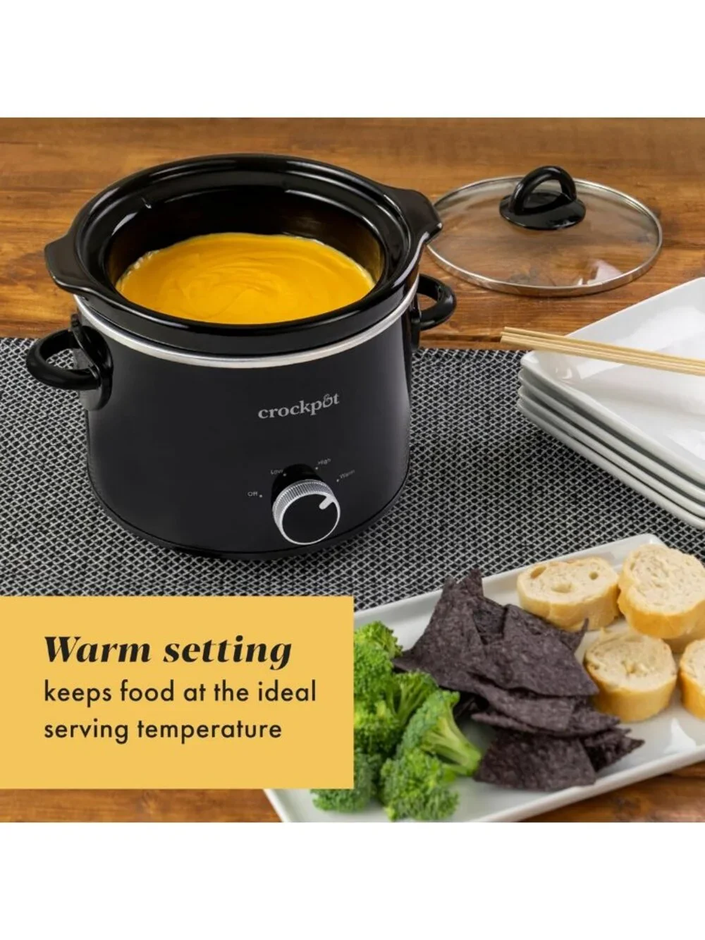 Compact 2-Quart Slow Cooker for Small Meals, Dips & Sides - Removable Stoneware